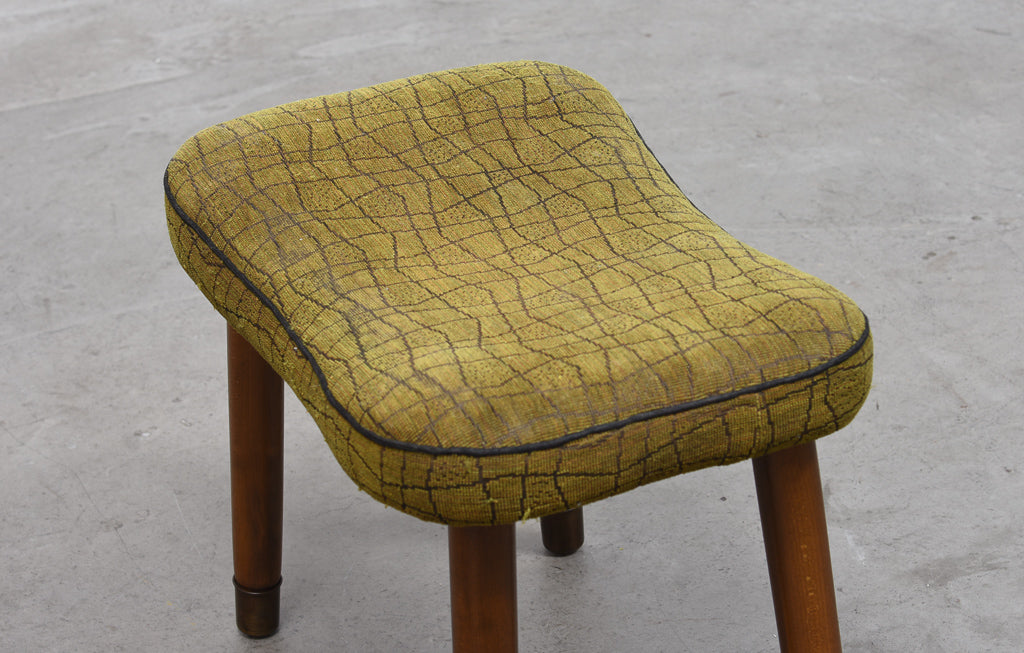 1950s Danish foot stool on beech legs