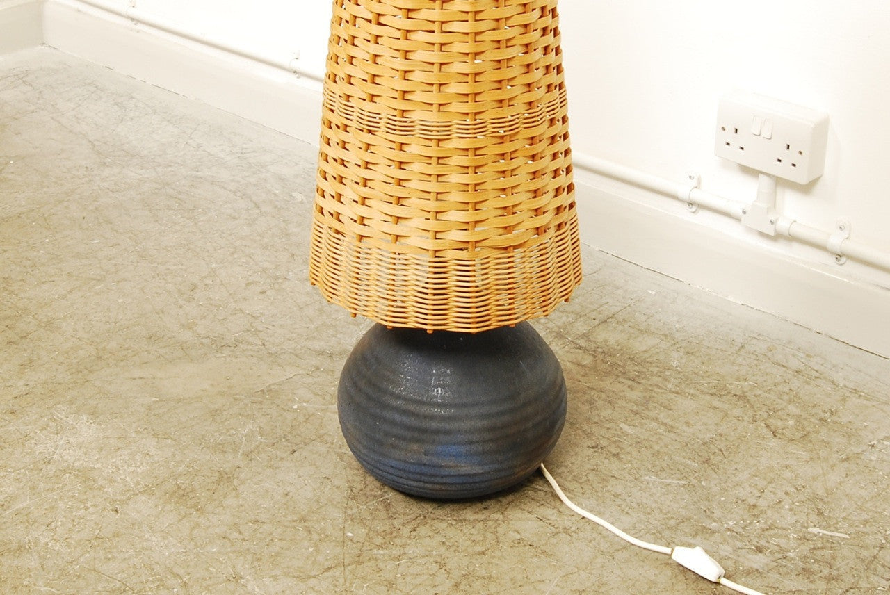 Swedish table lamp with wicker shade