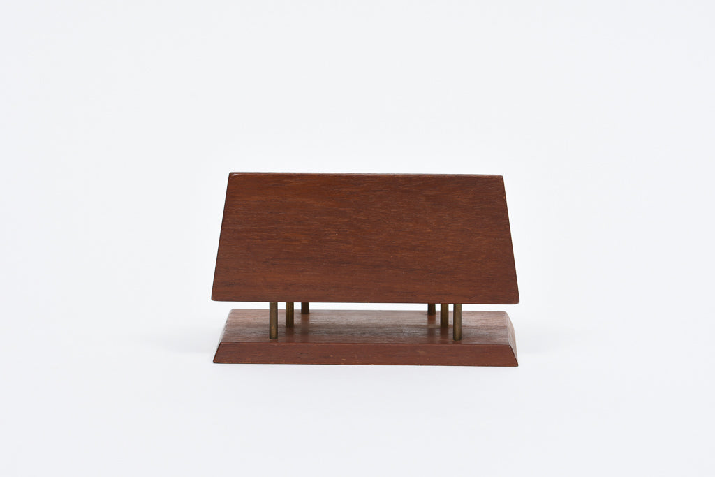 1960s teak + brass mail tidy