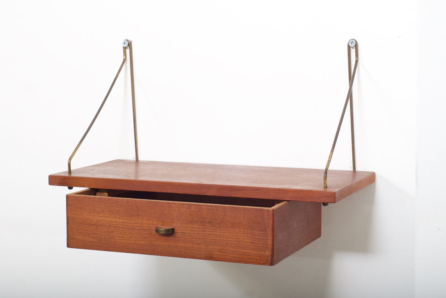 Teak shelf with drawer