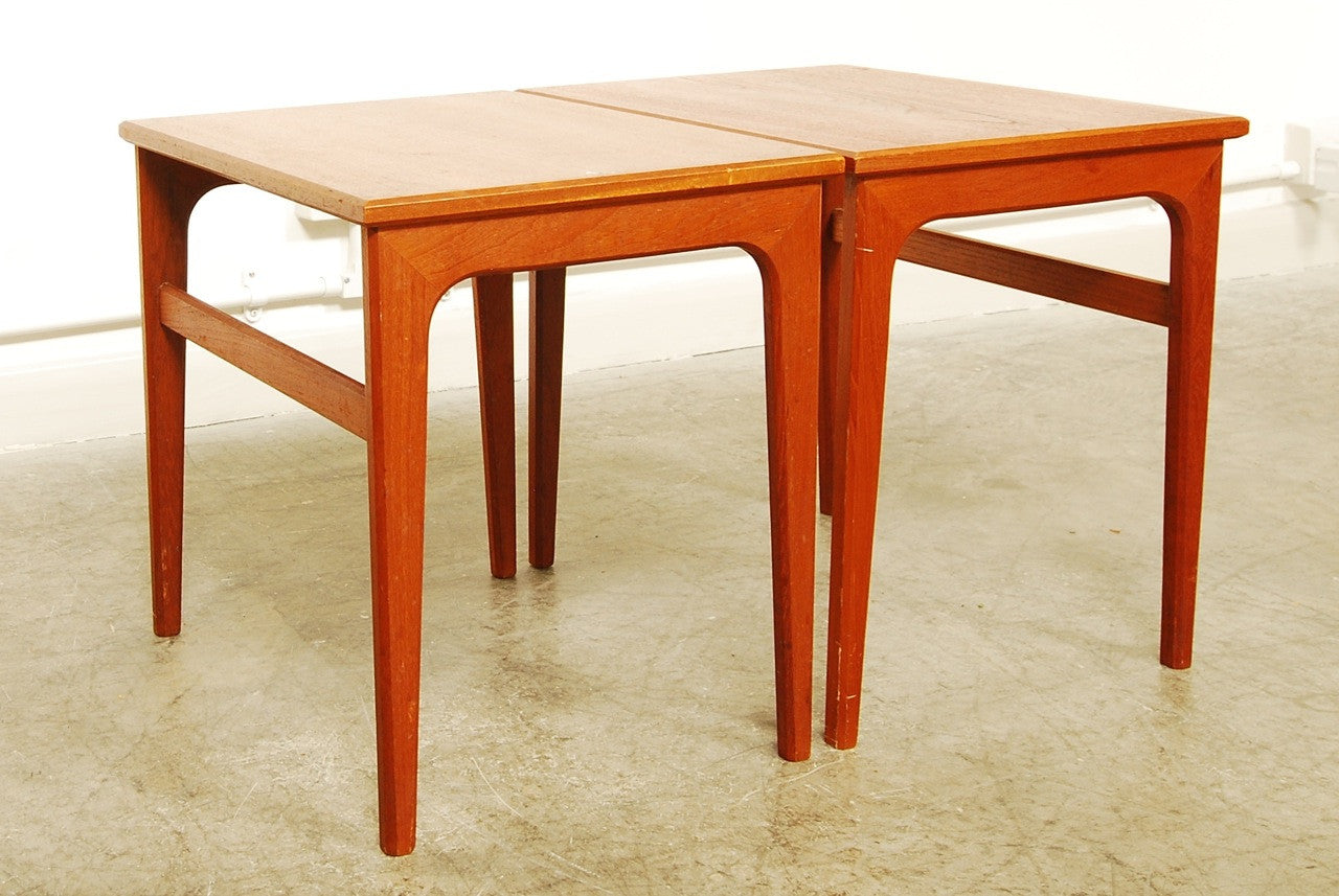 Pair of matching side tables in teak