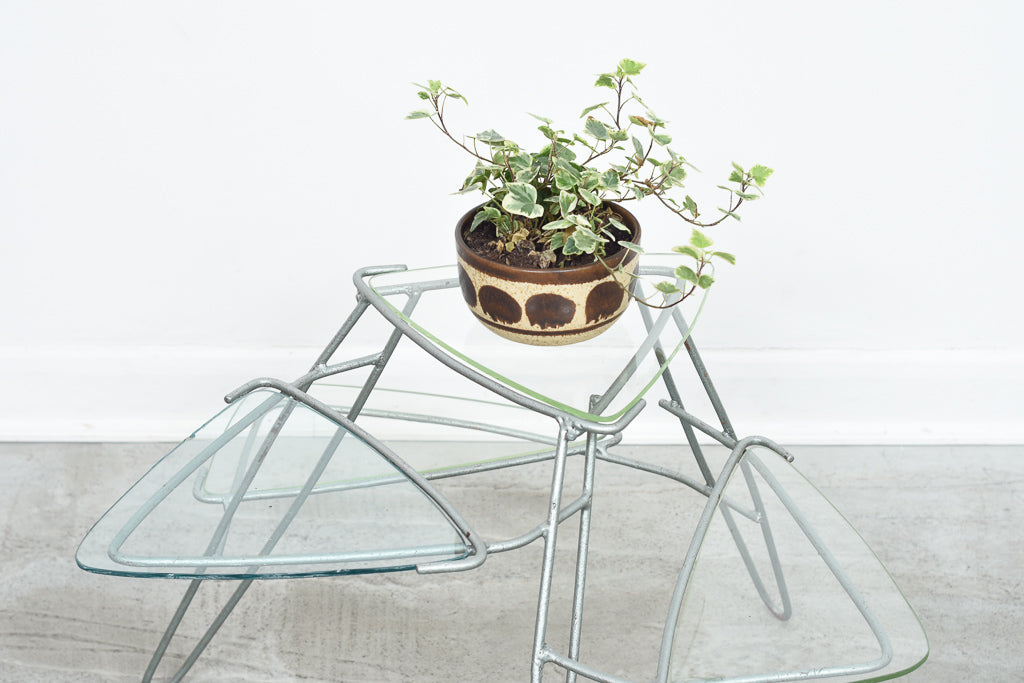 1960s metal + glass plant stand