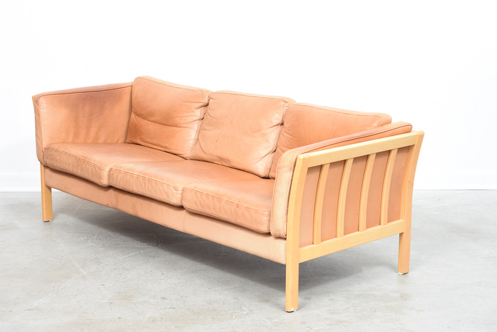 Vintage Danish leather three seater