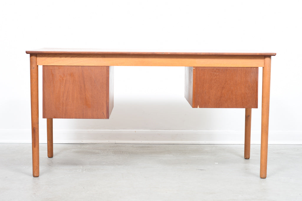 Twin-pedestal teak desk