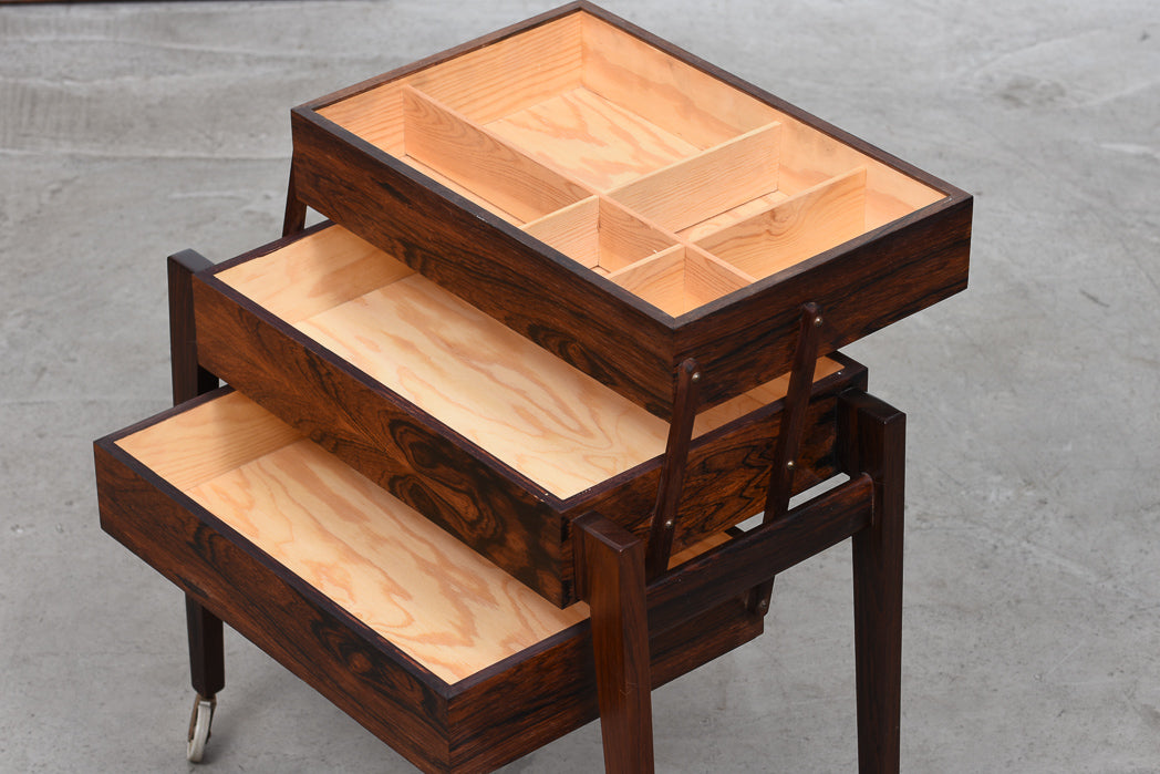 1960s rosewood storage trolley