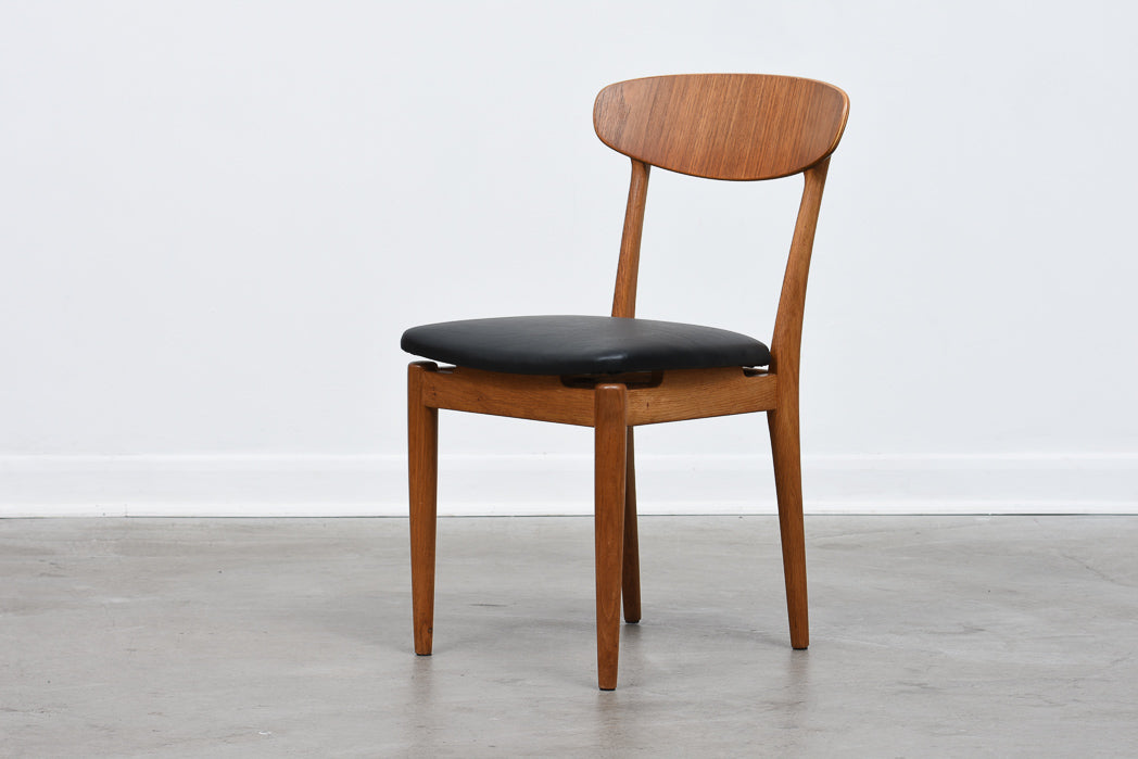 Set of four teak and oak dining chairs