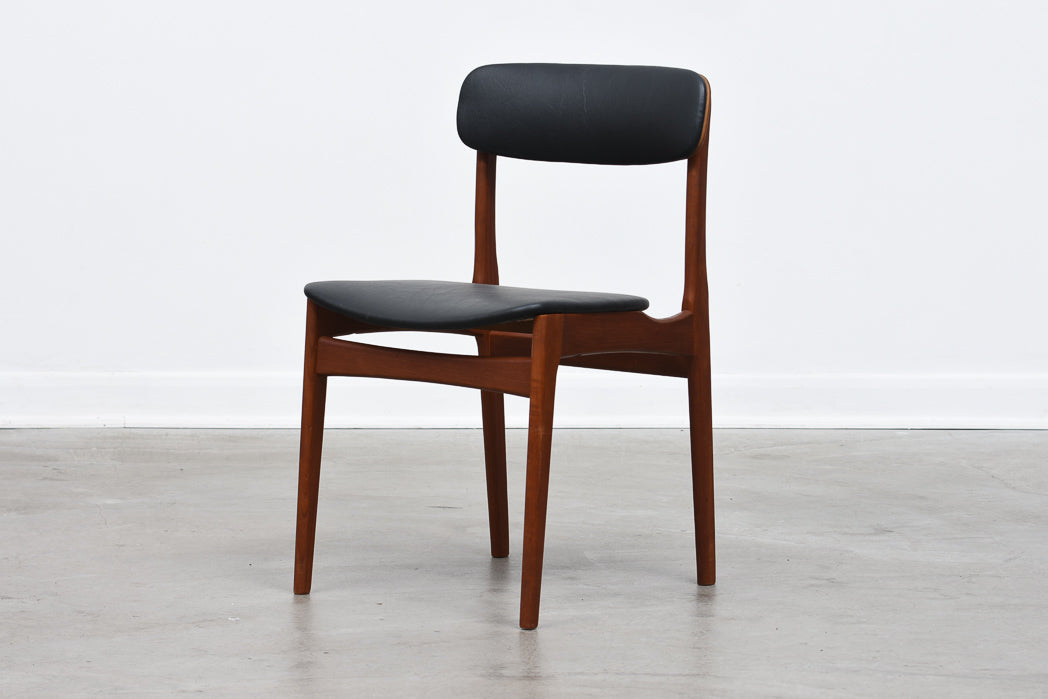 Set of six 1960s teak + vinyl dining chairs