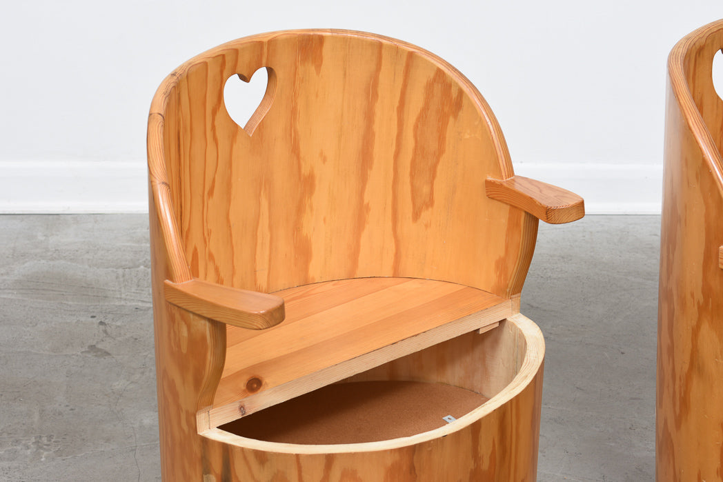 Two available: Swedish pine tub chairs