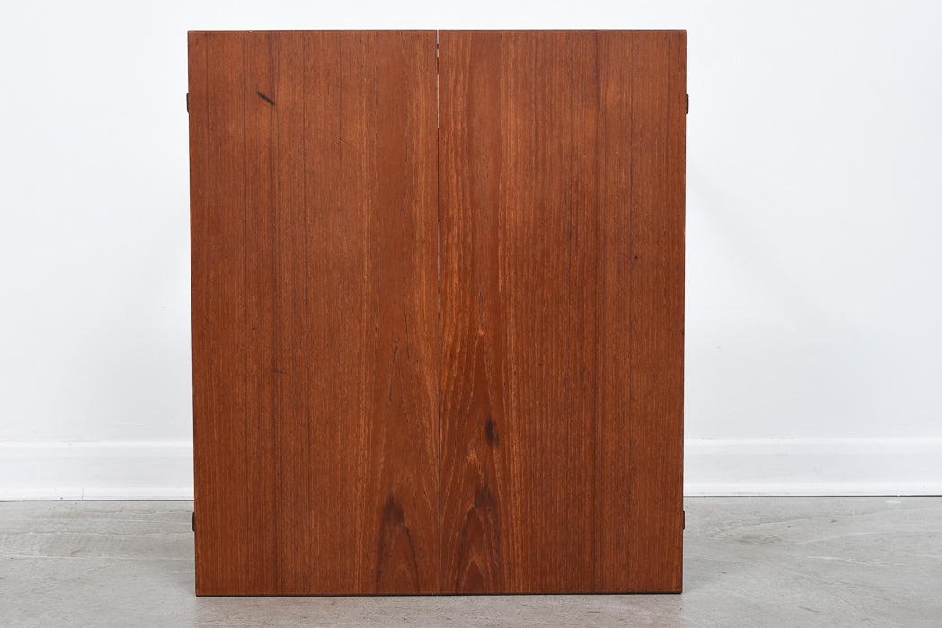 Extending square dining table in teak