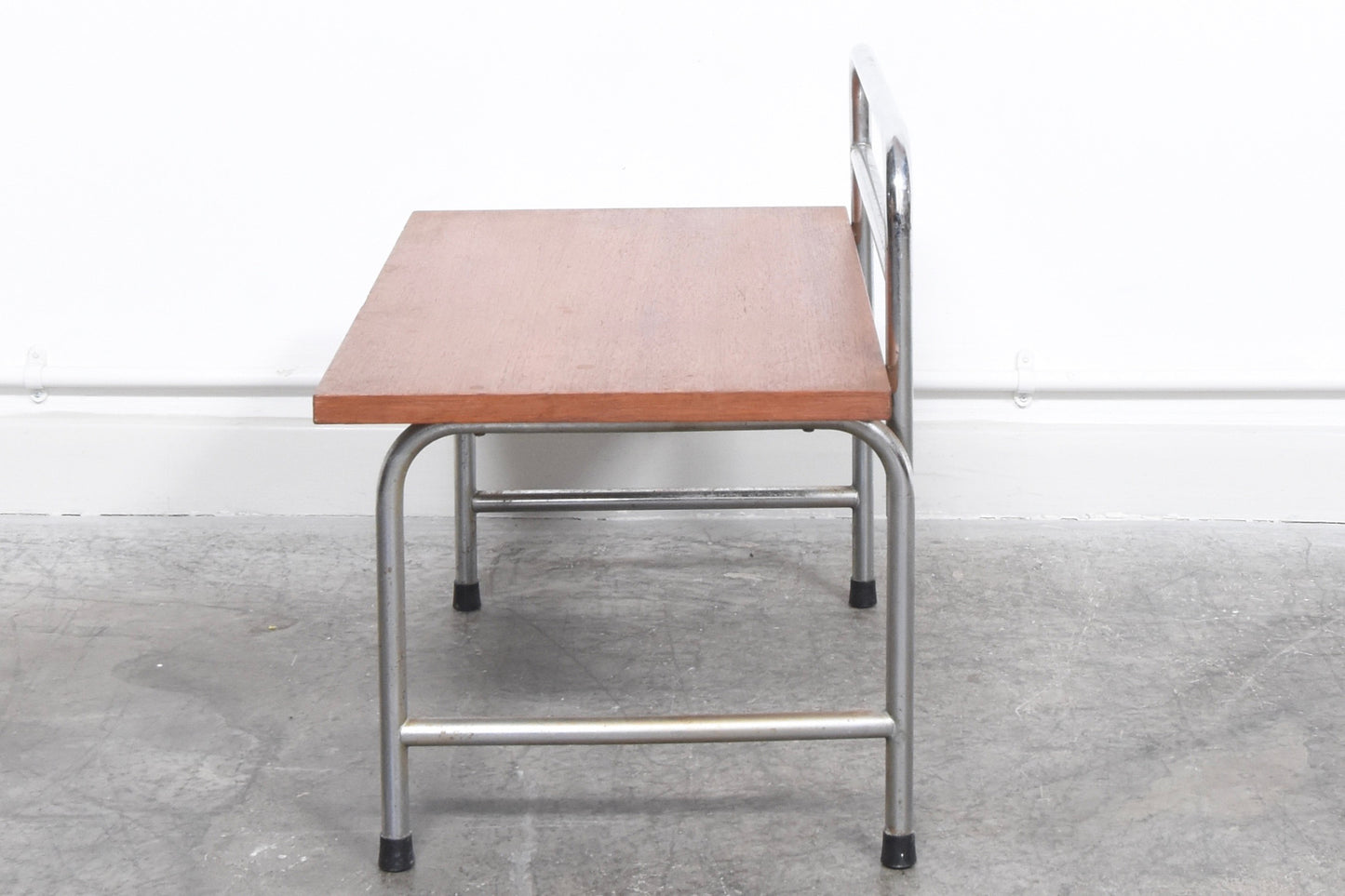 Teak TV table with chrome base