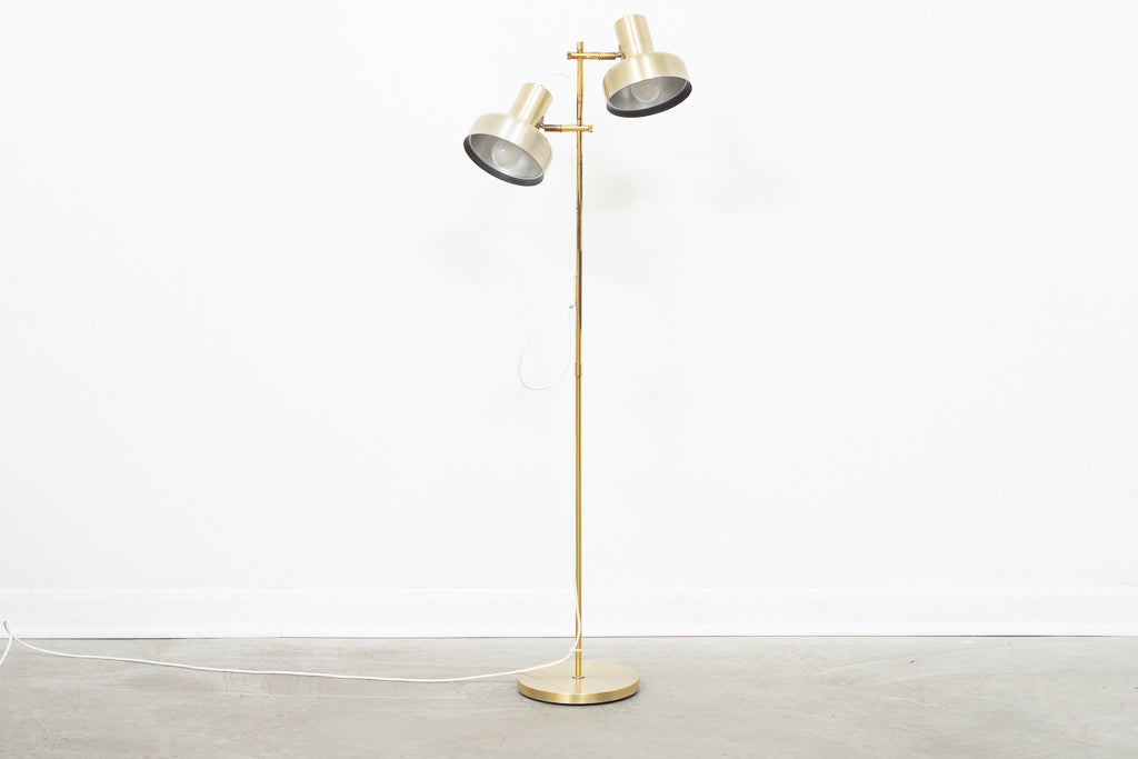 1960s twin-headed brass floor lamp