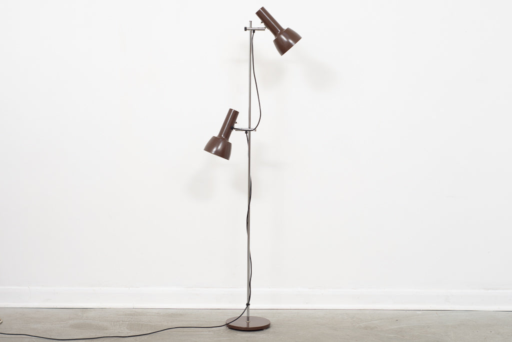 Twin-headed floor lamp with brown shades