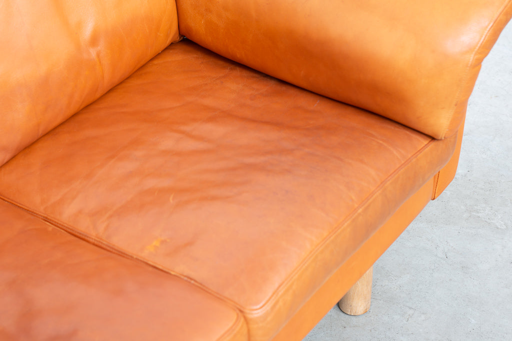 Three seat leather sofa by Mogens Hansen