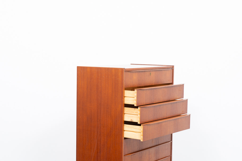 Tall chest of eight drawers in teak