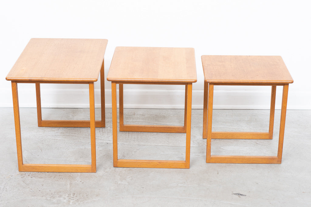 Oak nest of three tables