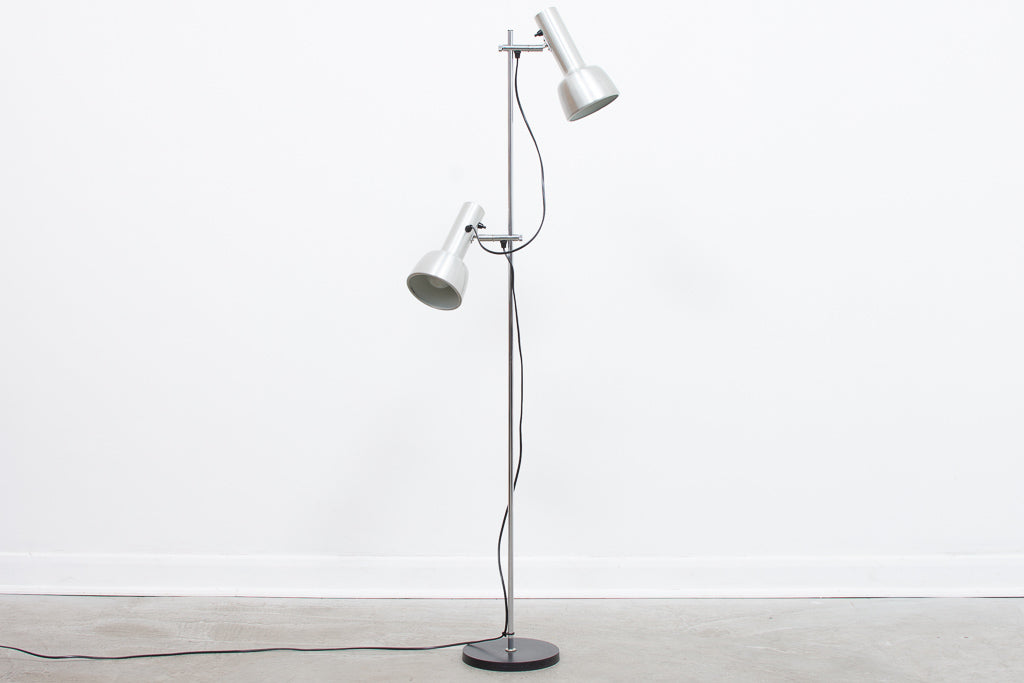 1960s twin-headed floor light with metallic finish