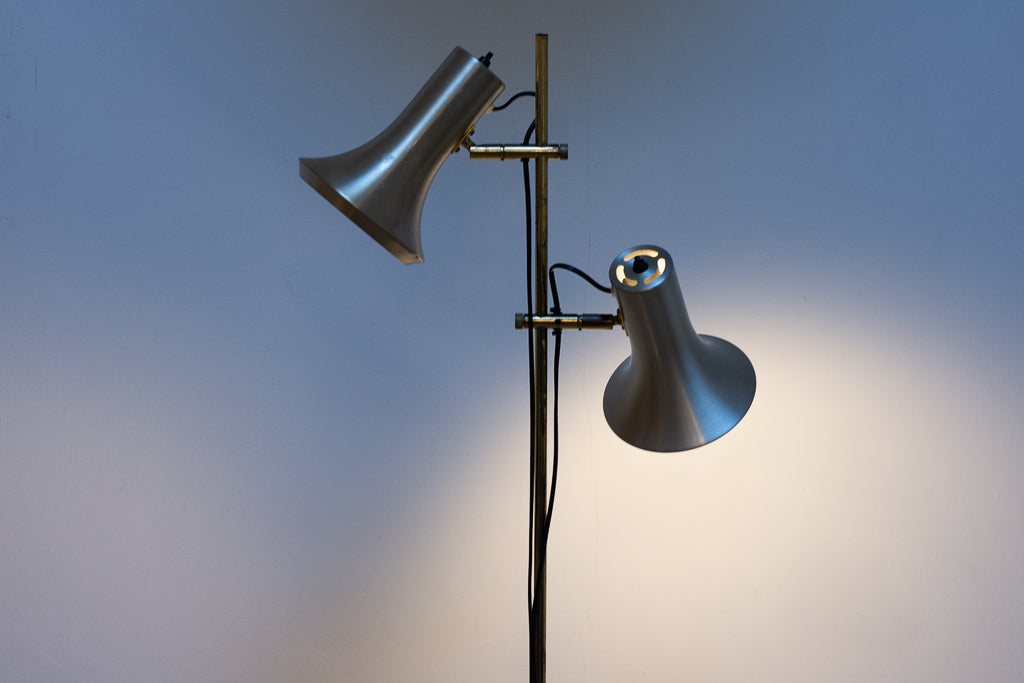Twin-headed brass floor lamp