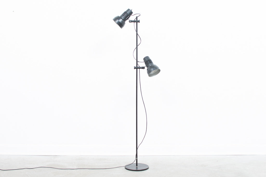 Twin-headed floor lamp with black shades