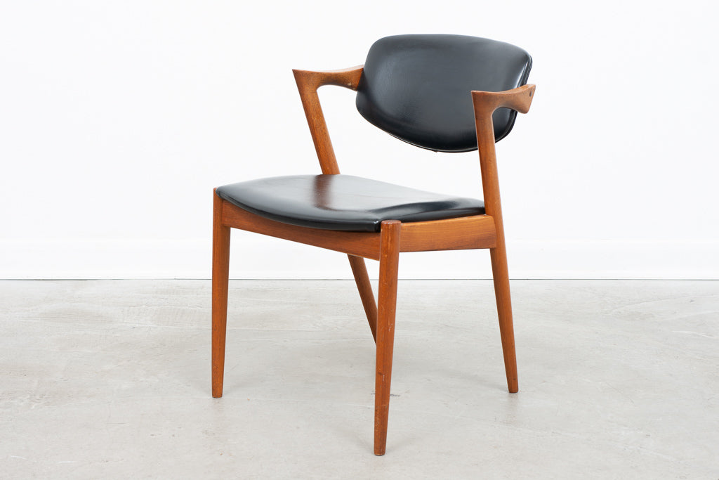 Model 42 chair in teak + vinyl by Kai Kristiansen
