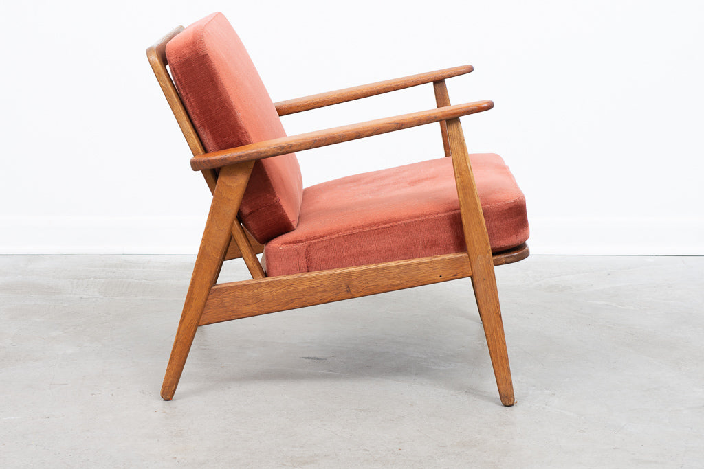 1960s teak + oak lounger