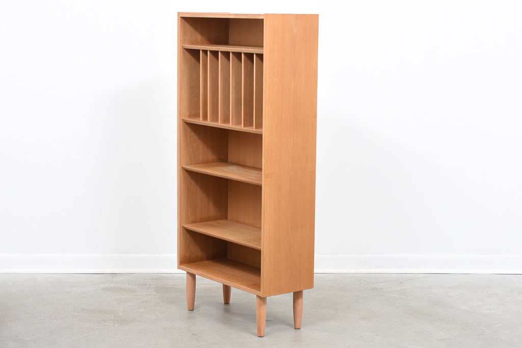 Tall + narrow 1970s oak storage cabinet
