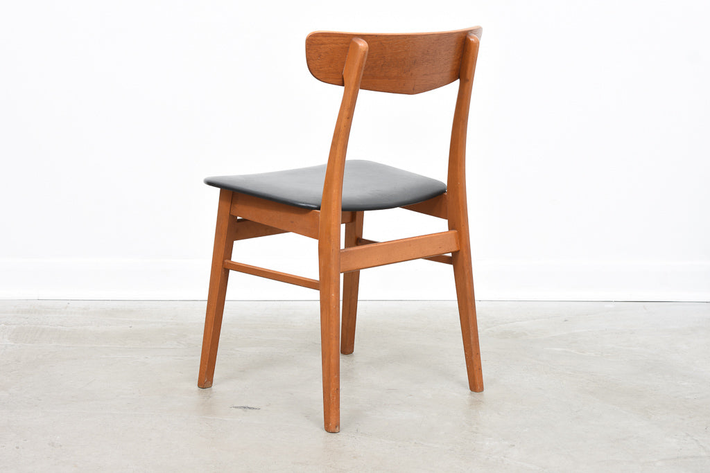 Set of four vintage teak + beech dining chairs