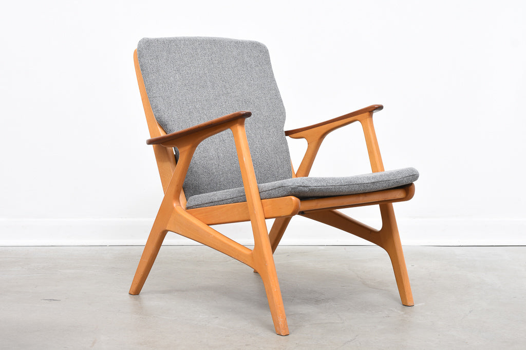 1960s Swedish lounger with teak arms