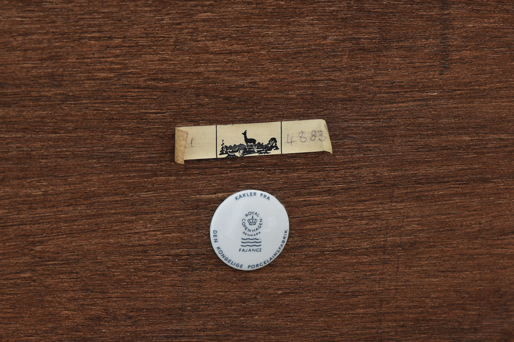 Low rosewood storage unit by Haslev with ceramic tile inlay