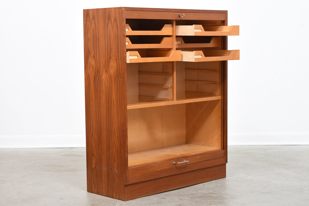 Teak storage unit with tambour door