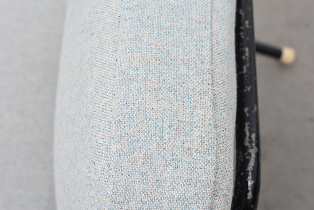 1960s metal lounge chair with new wool covers