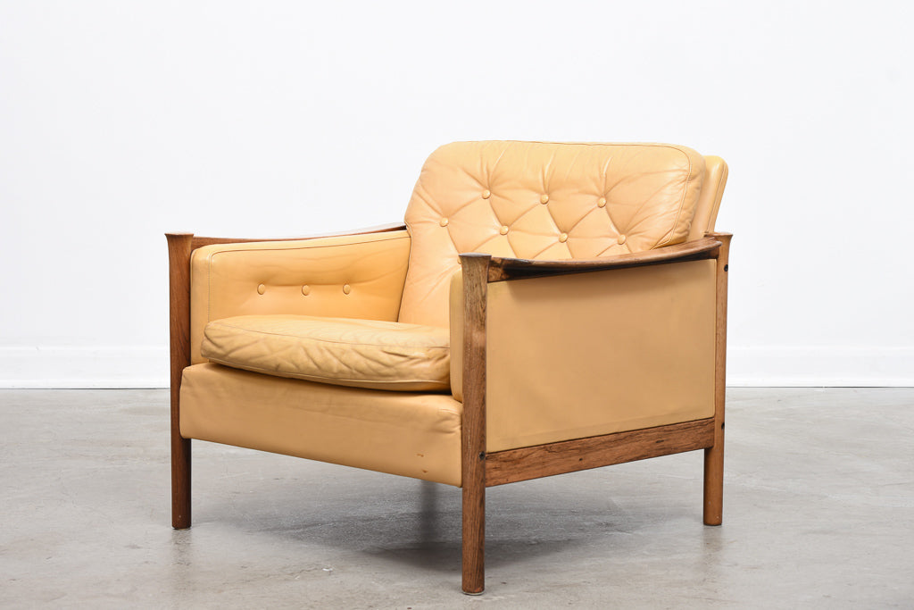 1960s leather + rosewood lounger by Torbjørn Afdal