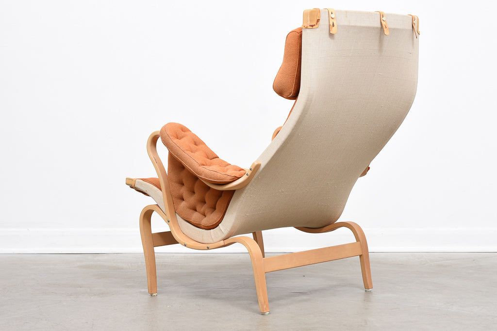 Pernilla lounge chair + foot stool by Bruno Mathsson