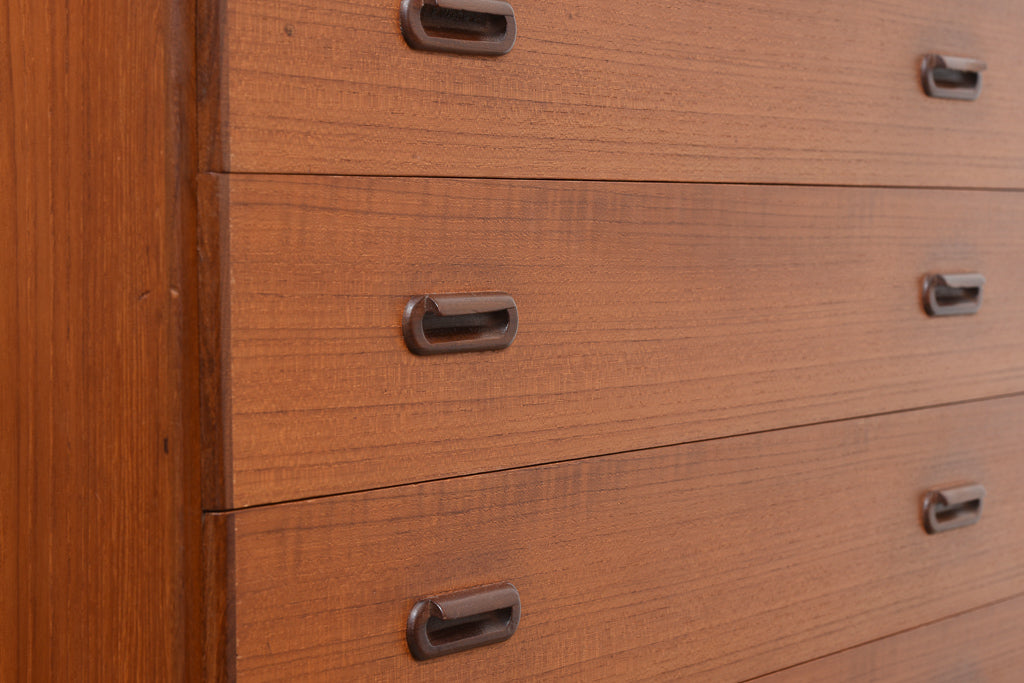 Teak chest of drawers with inset handles