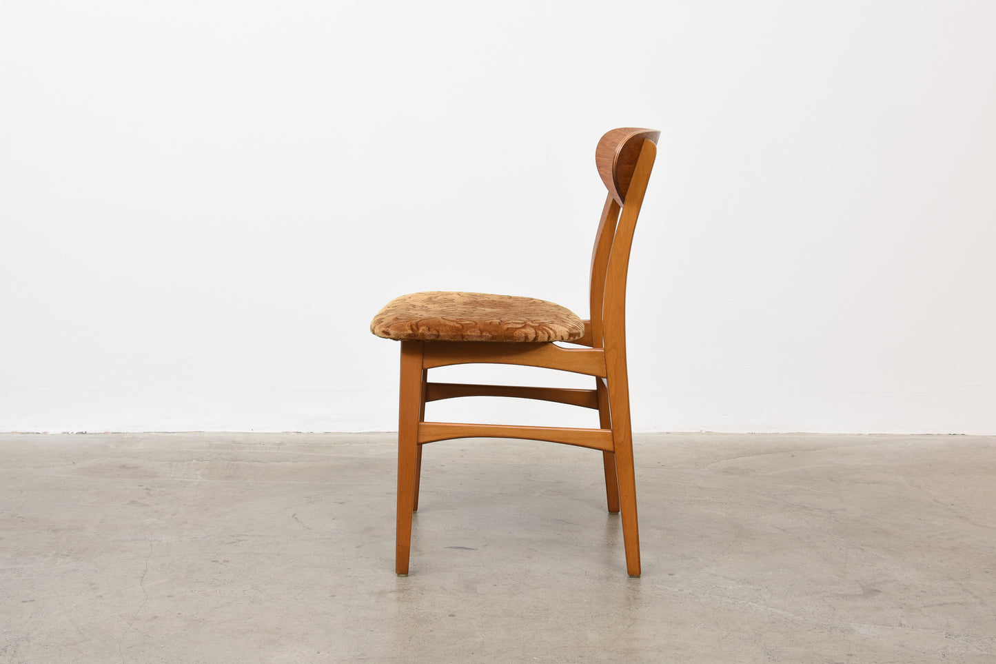 Set of four 1960s teak + beech dining chairs