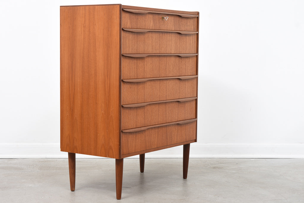 Danish chest of six drawers in teak
