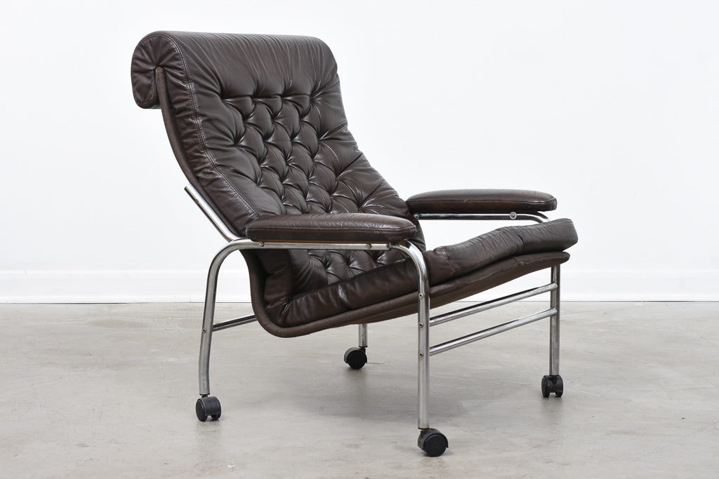 1970s 'Bore' leather lounger by Noboru Nakamura