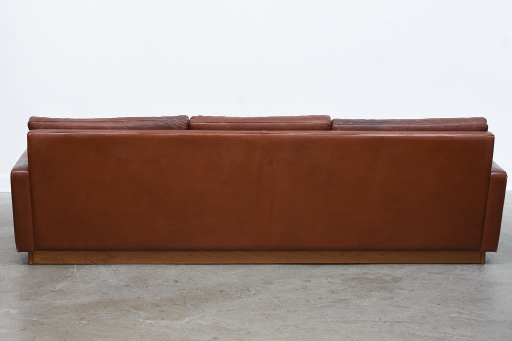 1970s Danish leather three seater
