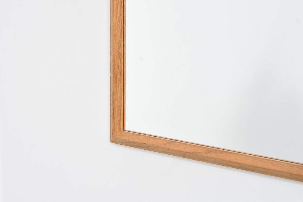 Vintage full length mirror with oak frame