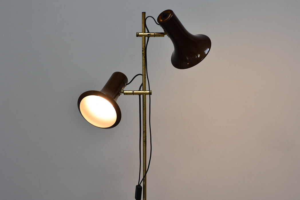 1960s brass + metallic brown floor lamp