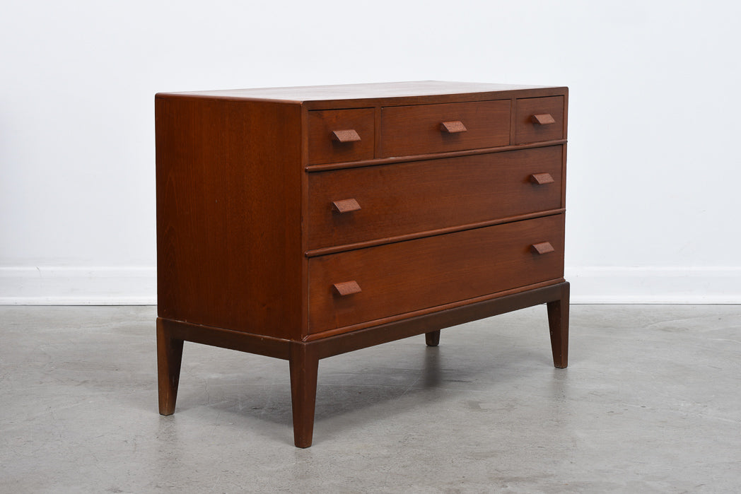 Low chest of drawers in teak