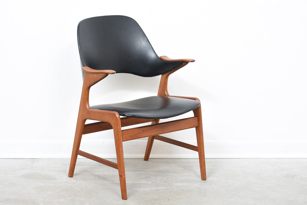 1960s teak armchair with curved back