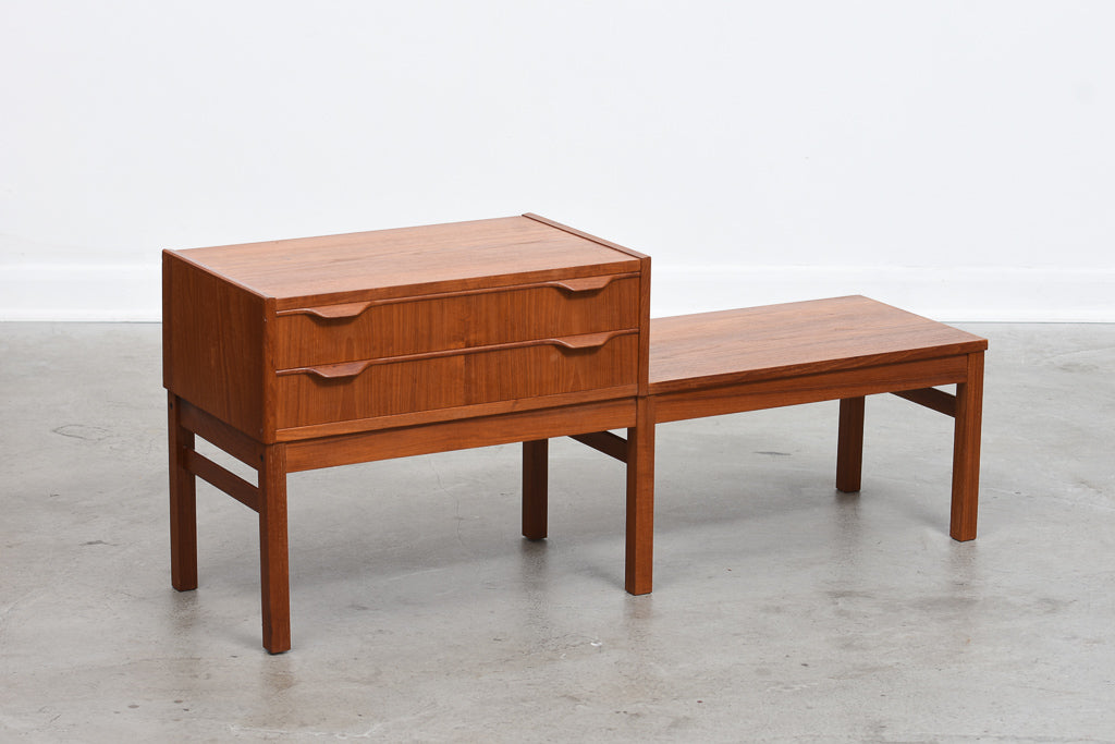 Telephone bench in teak with wool cushion