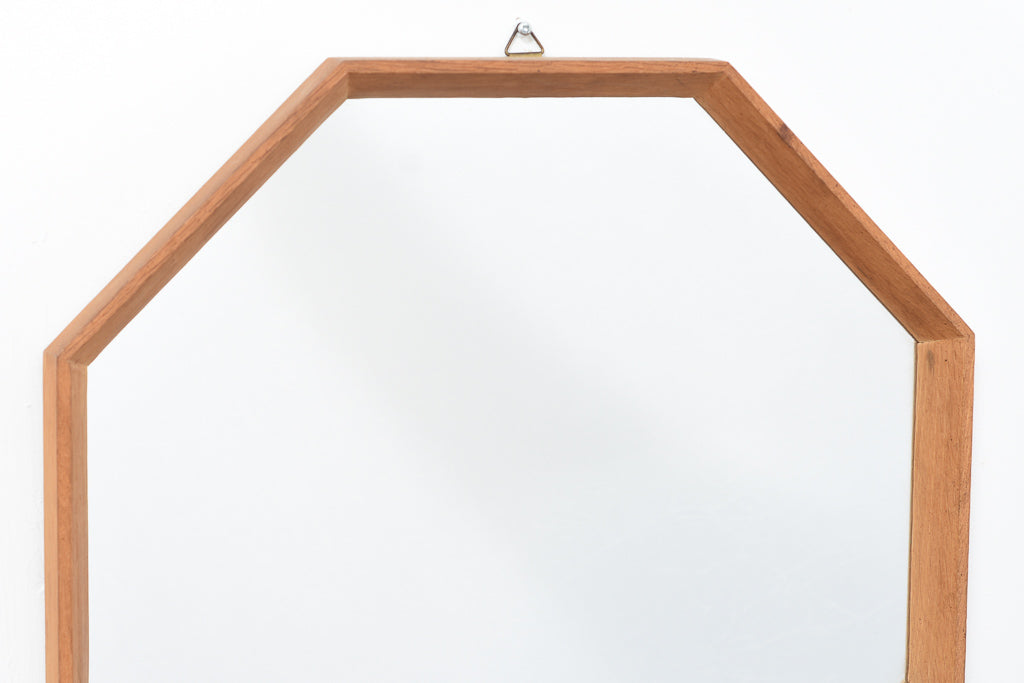 Octagonal vintage oak mirror