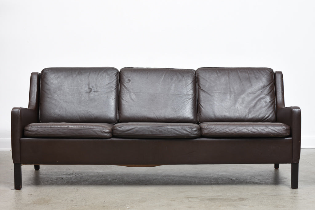 1960s leather three seat sofa
