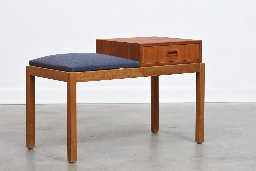 Hallway bench in teak + oak