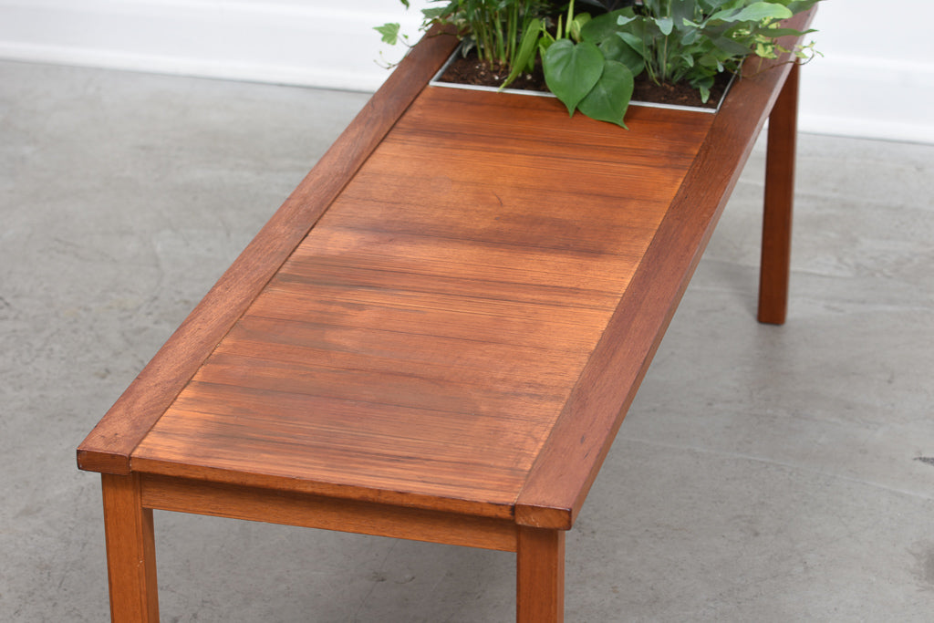 1970s teak coffee table with planter