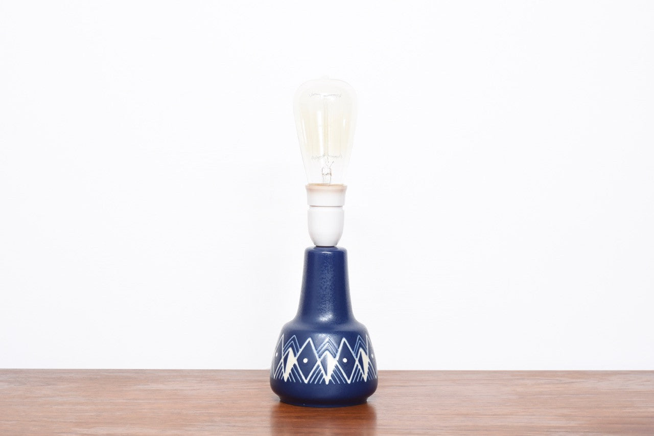 Blue table lamp by Søholm Stentøj