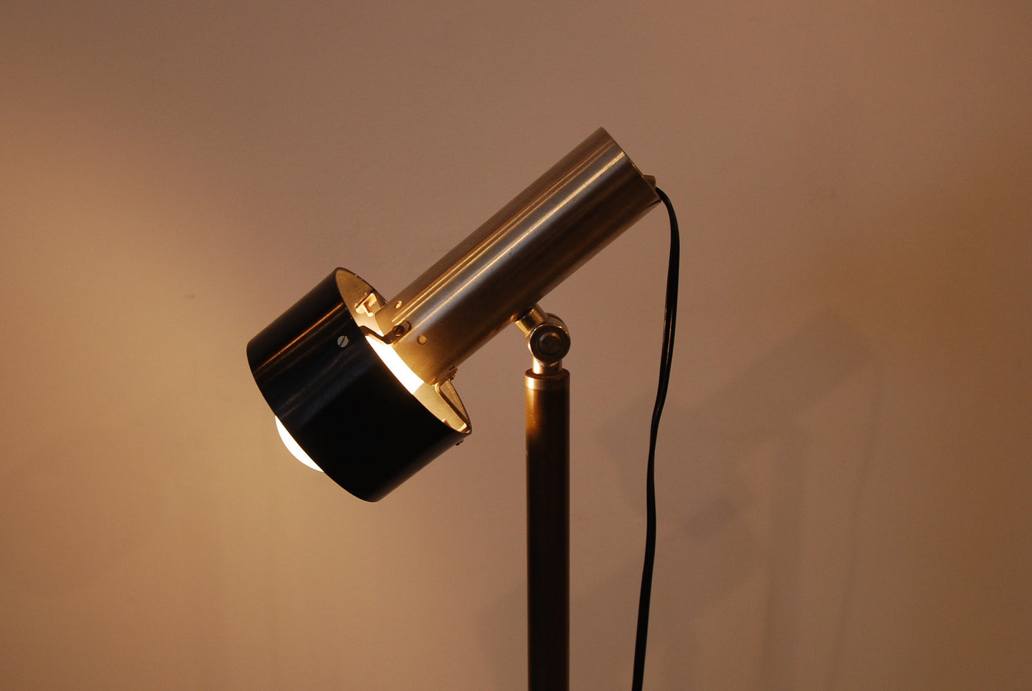 Vintage floor lamp with black shade