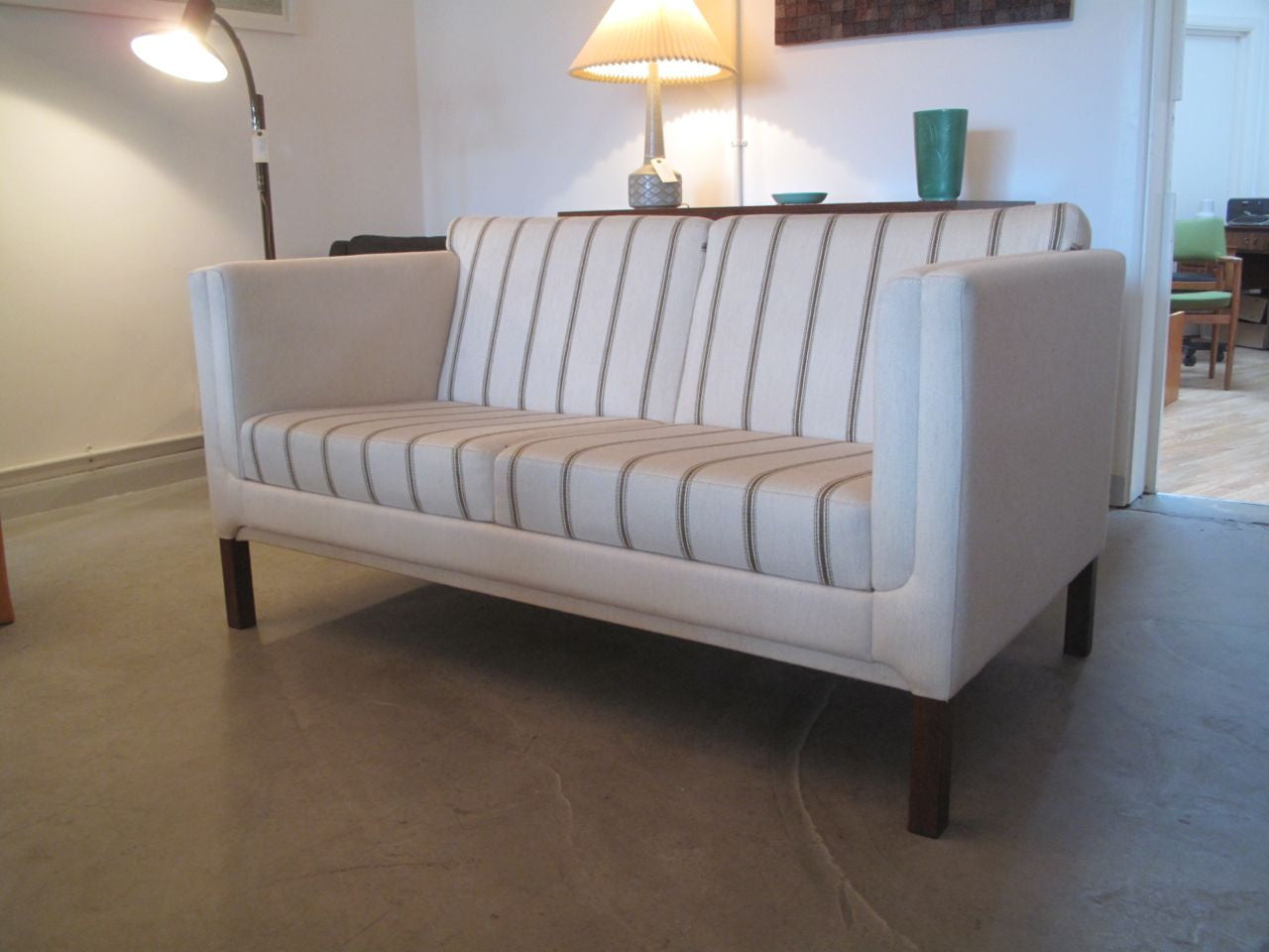 Two seater in striped wool