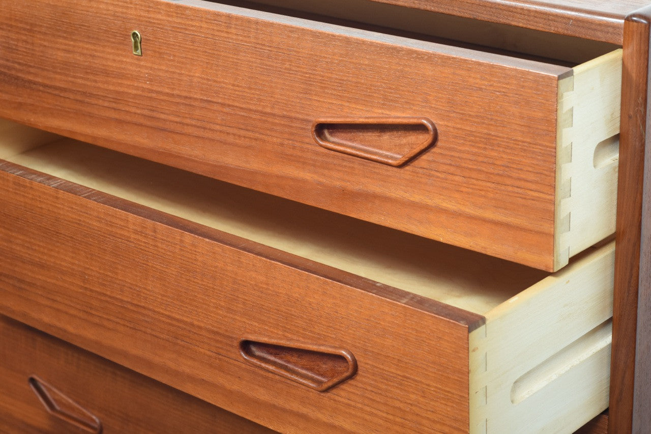 Large teak chest of drawers